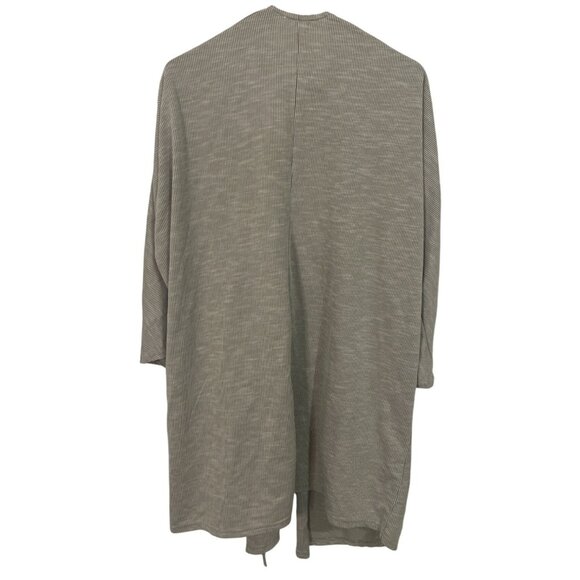 Womens  Open Front Long Striped Cardigan Duster With Pockets OS Timeless Elegant - Picture 3 of 4